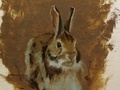 An oil painting of a rabbit.