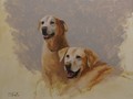 Oil portrait of labs Jake and Chase