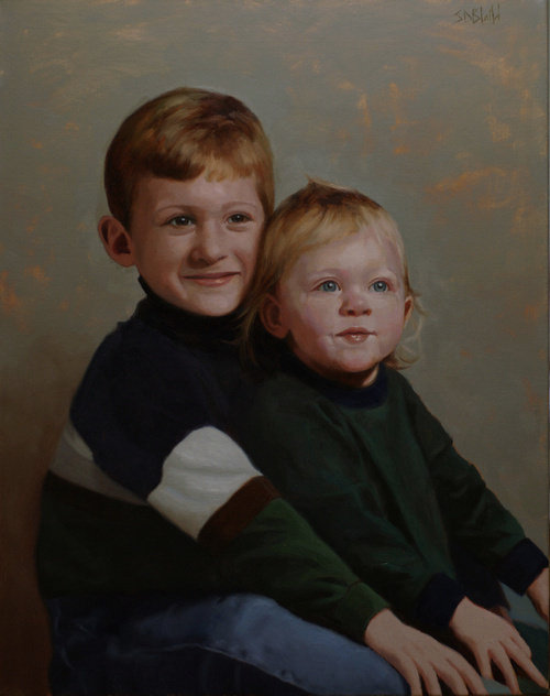 Oil portrait by Simon Bland: The Potter Children, Warrenton, VA