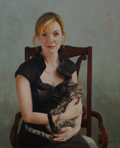 Oil portrait of Katherine and Gus by Simon Bland