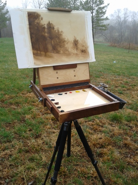 A field study being made using a home made pochade box.