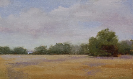 A landscape painting of wheat fields