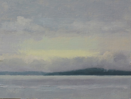 A plein air painting of Bainbridge Island