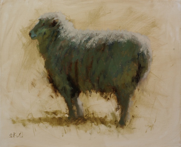 A painting of a ram with abstract effects