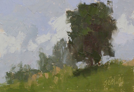 Plein air painting of the hillside at Blooming Hill Farm