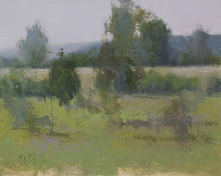 Painting of the pond at Meadow Grove Farm in Bluemont VA