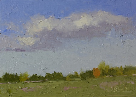 Plein air painting of the north fields at Ayrshire Farm in Upperville VA