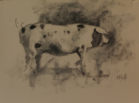 Charcoal study for a pig painting
