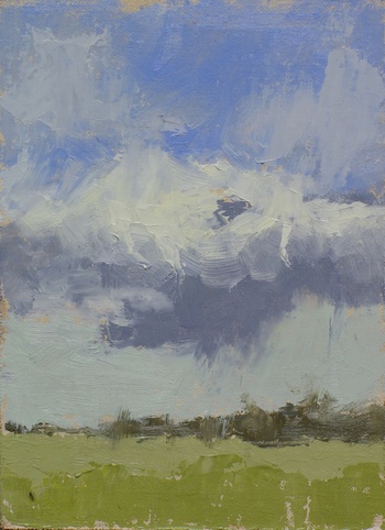 Plein air painting of the spring skies