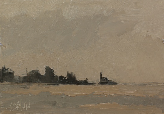 A painting of Alki Point lighthouse