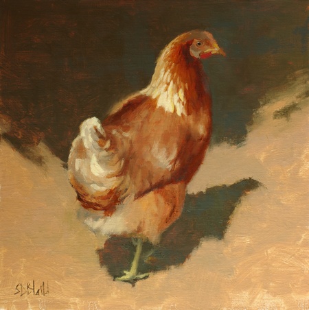 Chicken. 12x12, oil on linen panel. 2016.