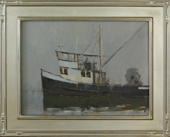 Darla R, Plein Air Painting of a Fishing Boat