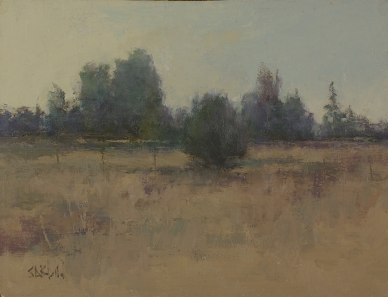 A painting of the meadows above the cliffs at Discovery Park in Seattle