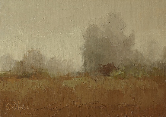 Foggy Morning. 5x7, oil on linen panel. 2016.