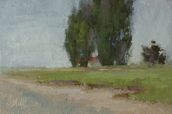 Lighthouse Keeper's Cottage at Discovery Park - a plein air painting by Simon Bland