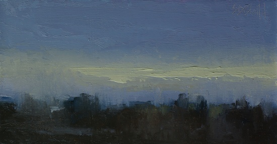 Mid Winter Sky. 5x10 ? oil on linen panel. 2016