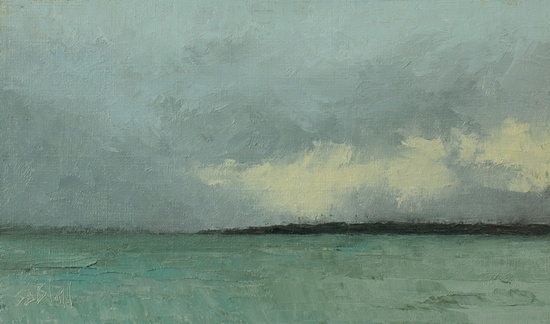 Rain Over Winslow. 6x10, oil on linen panel. 2016.