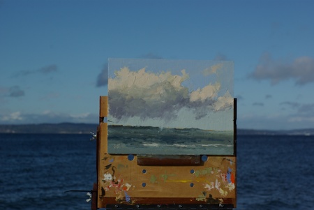 Plein air painting at Ballard Beach - my setup