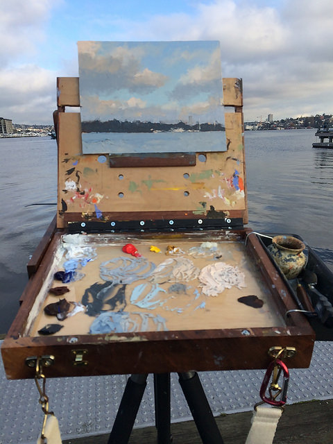 Plein air painting at Lake Union