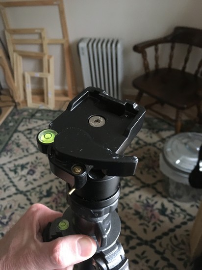 A ball head on top of a carbon fiber tripod