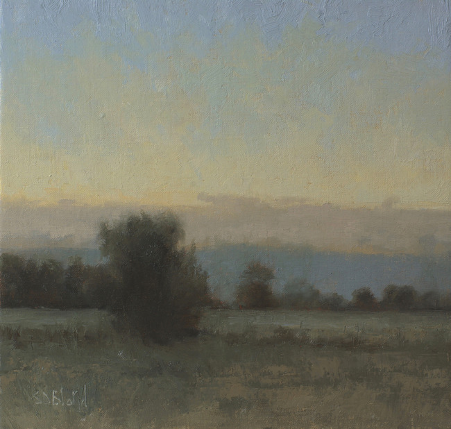 A painting of fading light at sunset by artist Simon Bland