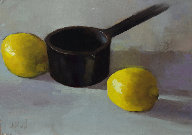 An intermediate stage in a still life painting