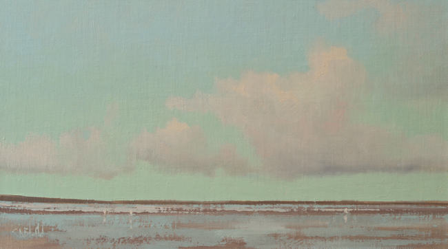 Oil painting of low tide on Puget Sound