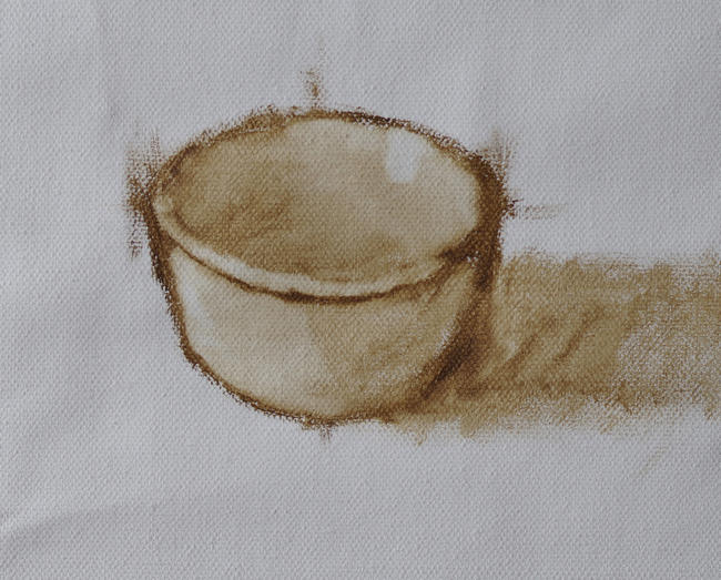 A drawing of the ramekin (oil paint on canvas)