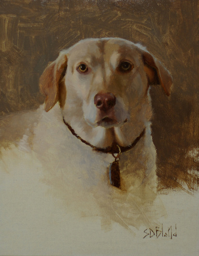 Oil painting of yellow lab Hannah