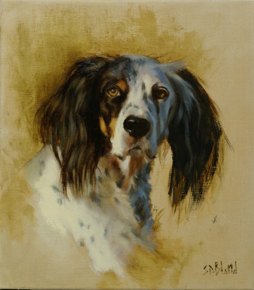 Oil portrait of English Setter Lady
