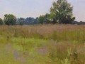 Oil painting of wildlife meadows at Innisfree Farm in Rectorstown, VA