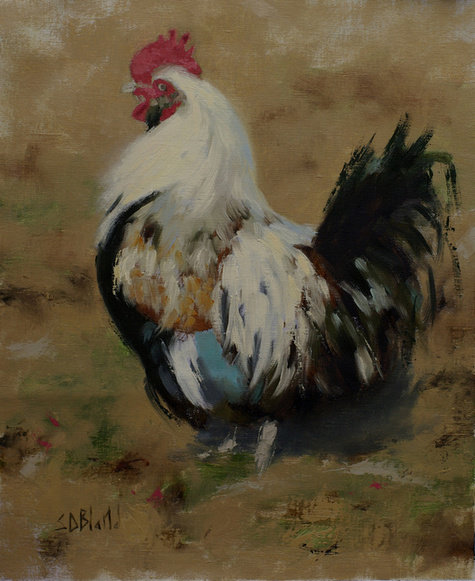 Oil painting of a rooster