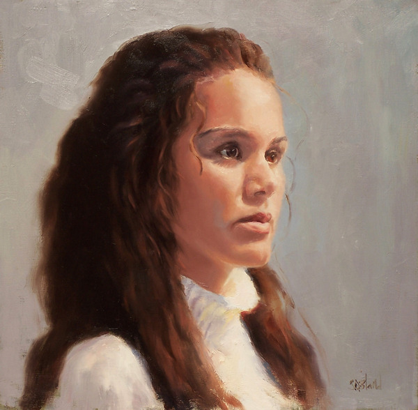 Oil portrait of Kate painted from life by Simon Bland