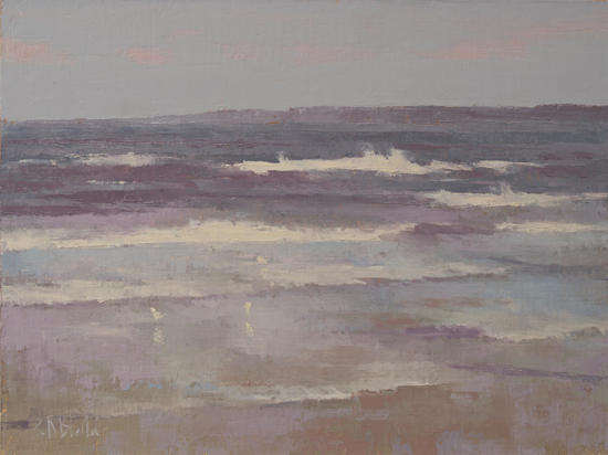 An oil painting of waves at Ballard Beach