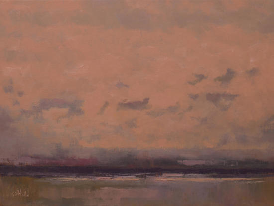 An oil painting of the sky over Elliott Bay